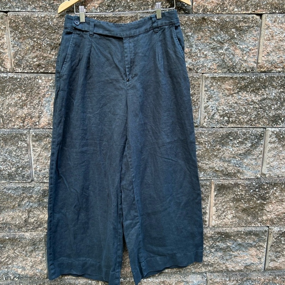 Madewell Wide Leg Linen Women's Pants Navy - Picture 2 of 5
